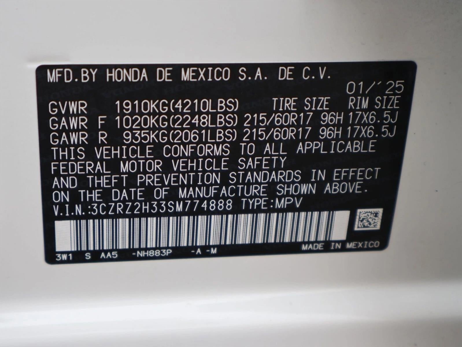 2025 Honda HR-V LX AWD CVT