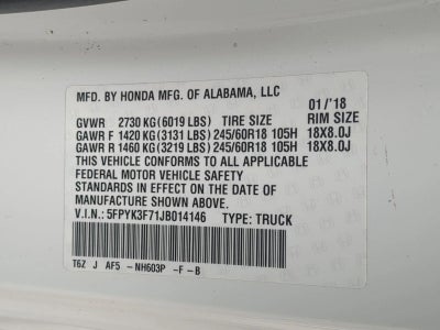 2018 Honda Ridgeline RTL-E AWD