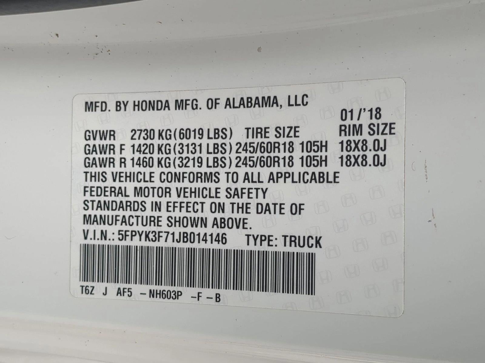 2018 Honda Ridgeline RTL-E AWD