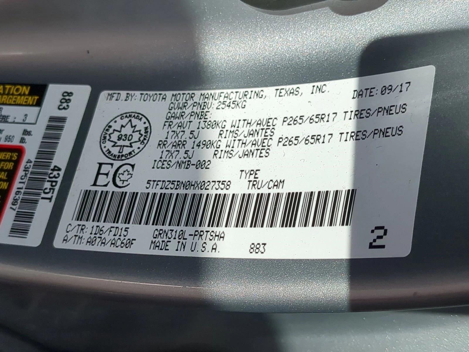 2017 Toyota Tacoma SR5 Double Cab 6' Bed V6 4x4 AT (Natl)