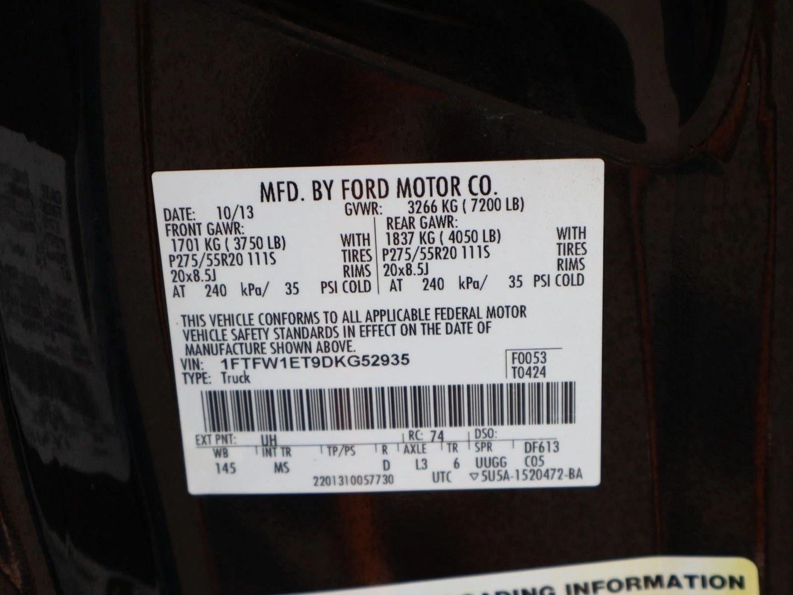2013 Ford F-150 4WD SuperCrew 5-1/2 Ft Box XLT