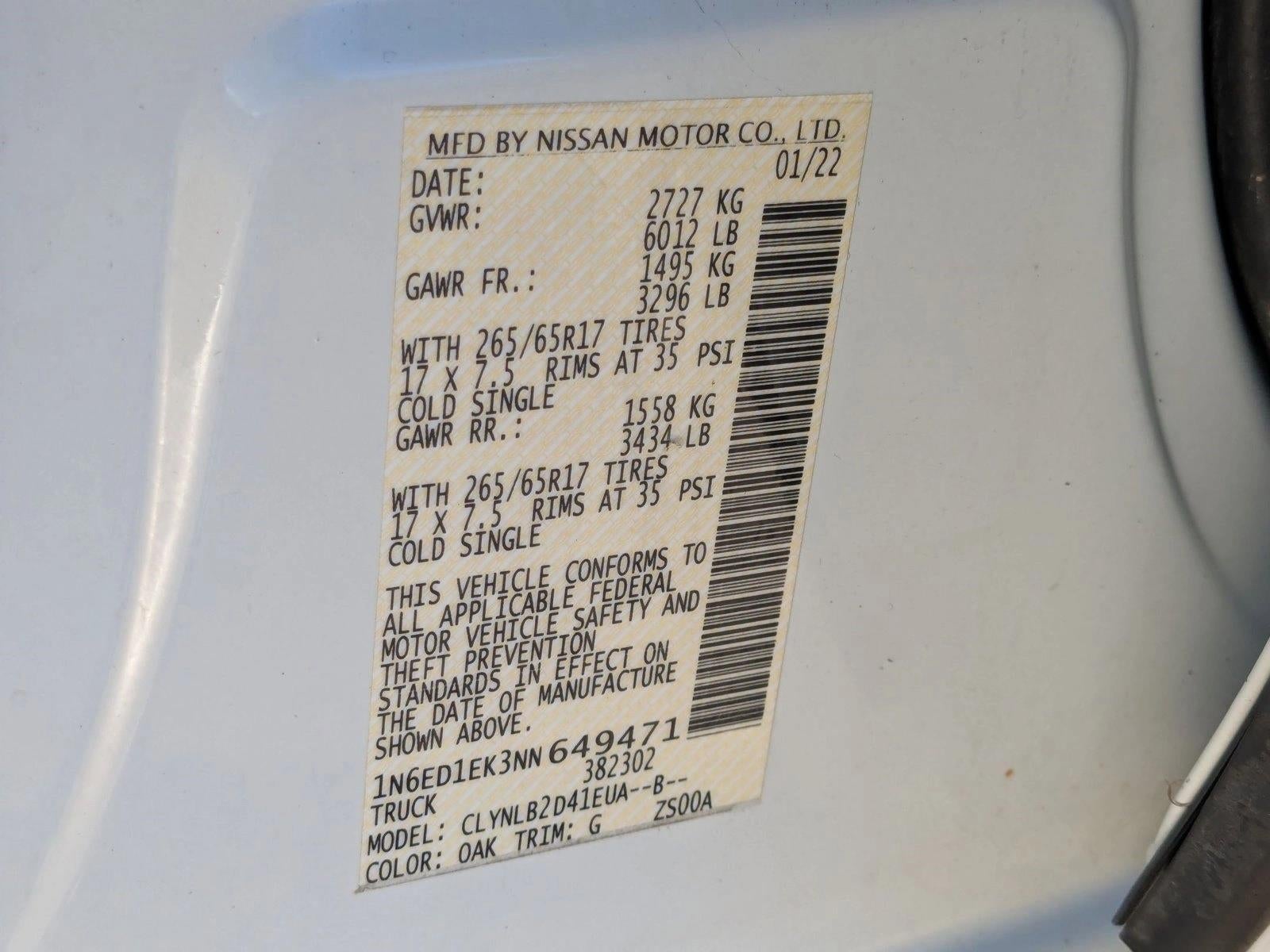 2022 Nissan Frontier Crew Cab 4x4 SV Auto