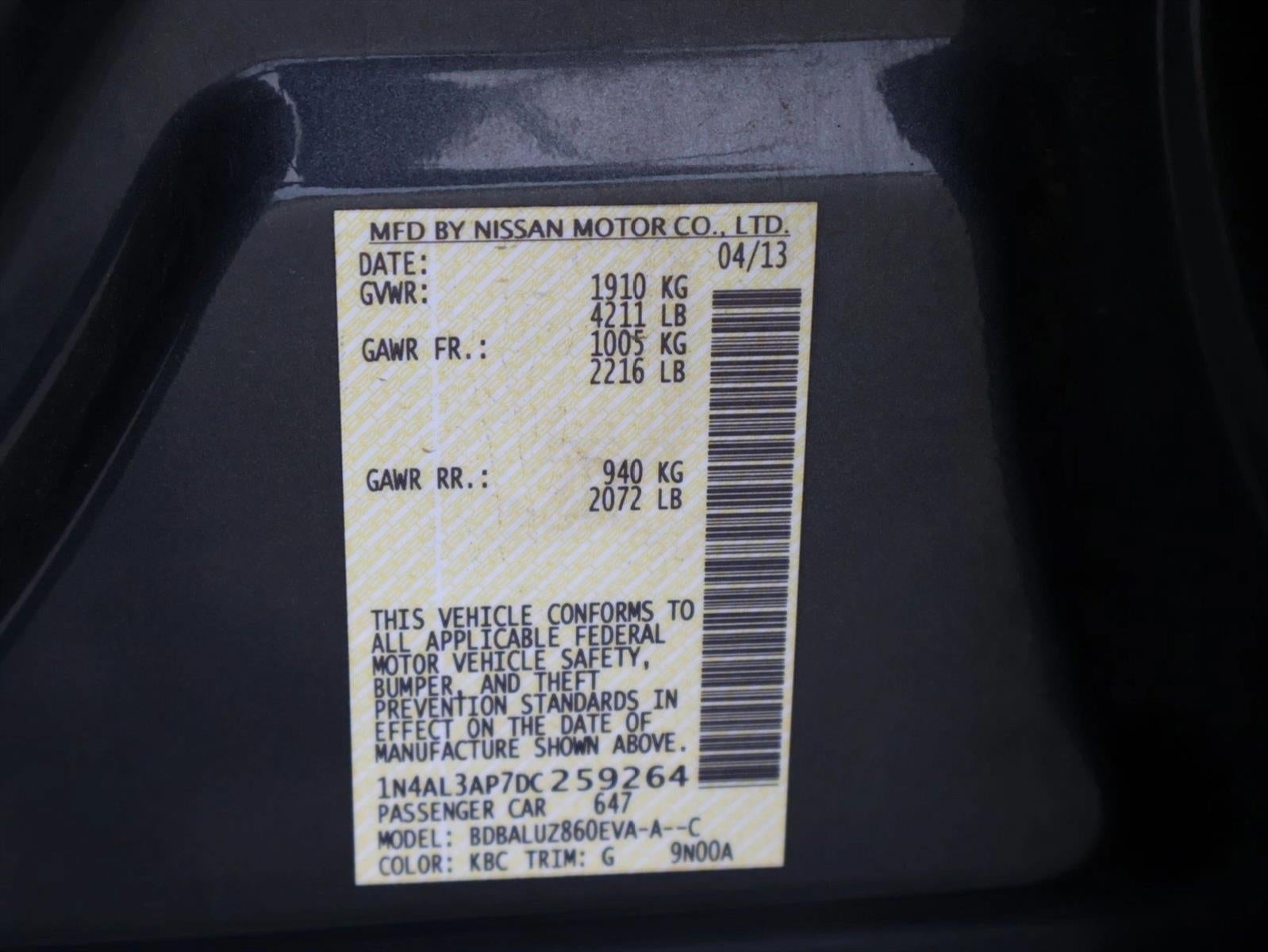 2013 Nissan Altima 4dr Sdn I4 2.5 SV
