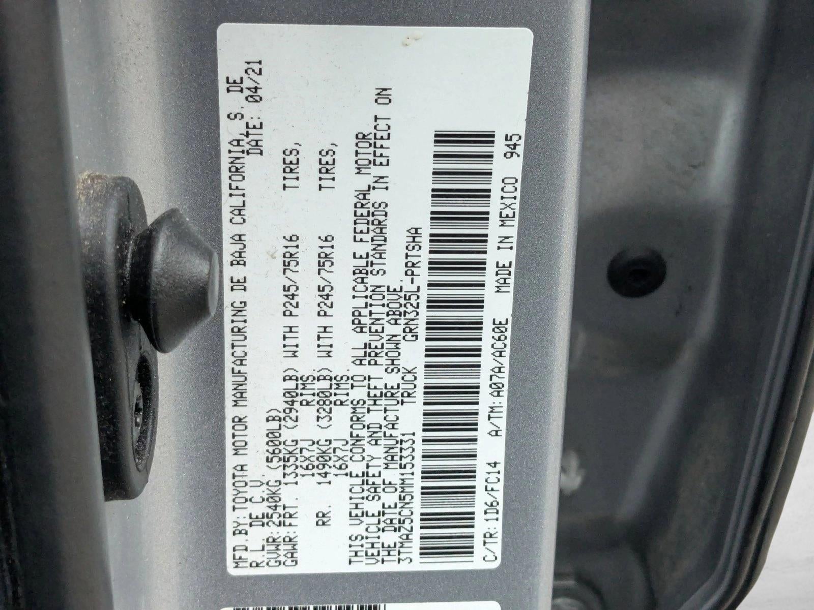 2021 Toyota Tacoma 2WD 2WD SR5 Double Cab 5' Bed V6 AT (Natl)