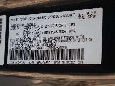 2020 Toyota Tacoma 4WD 4WD SR Access Cab 6' Bed I4 AT (Natl)