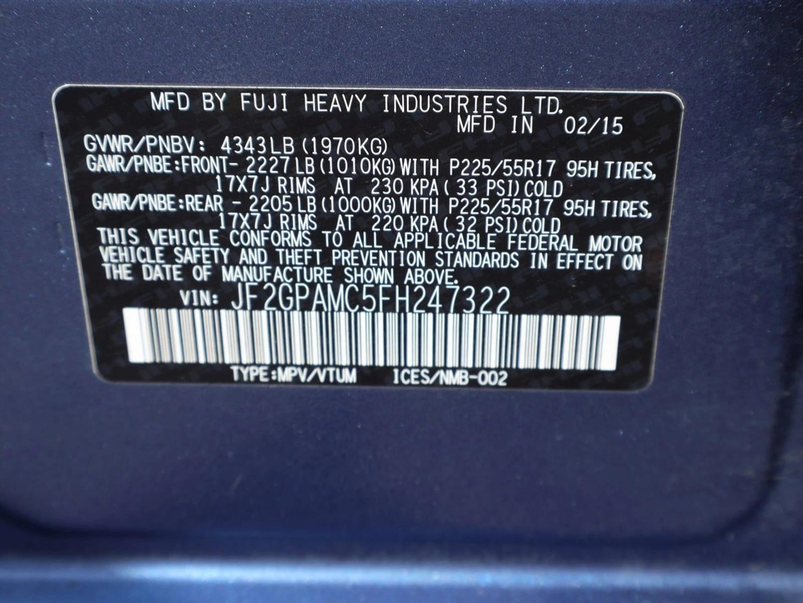 2015 Subaru XV Crosstrek 2.0i Limited CVT