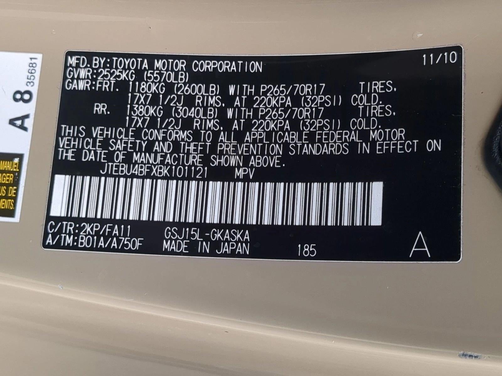 2011 Toyota FJ Cruiser 4WD 4dr Auto (Natl)