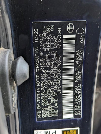 2022 Toyota Corolla Hatchback Nightshade CVT (Natl)