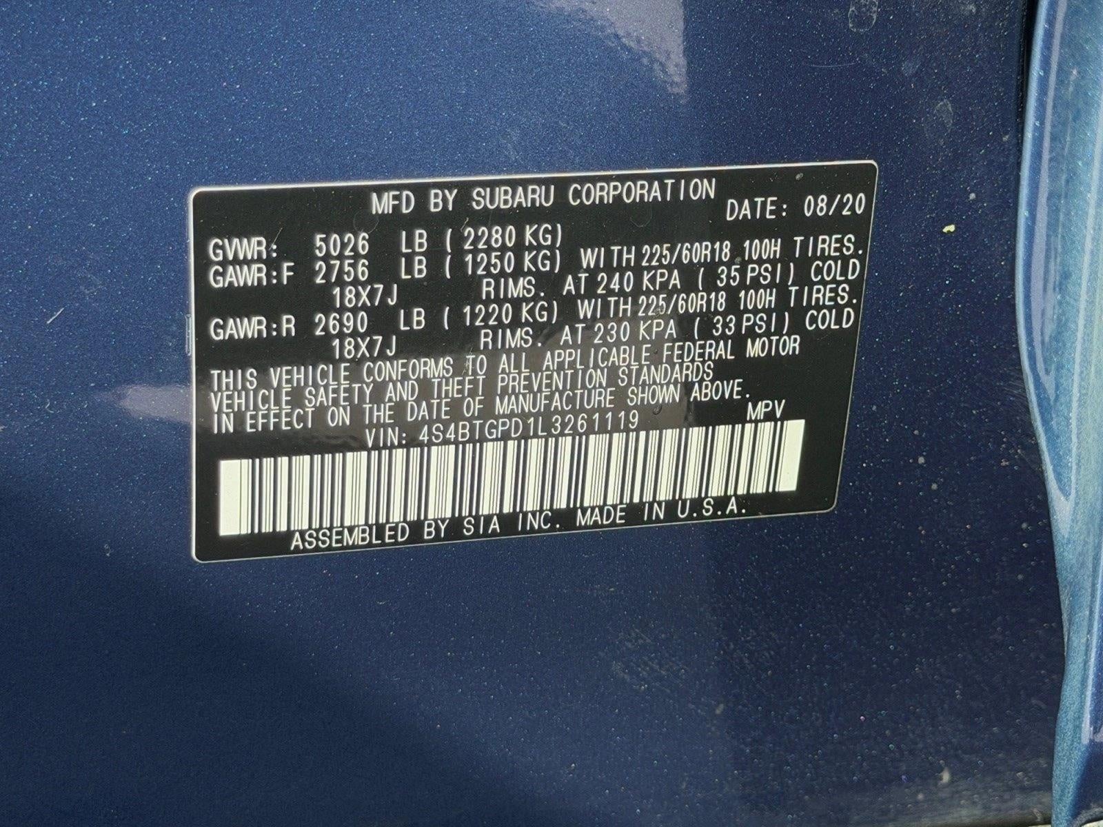 2020 Subaru Outback Touring XT CVT