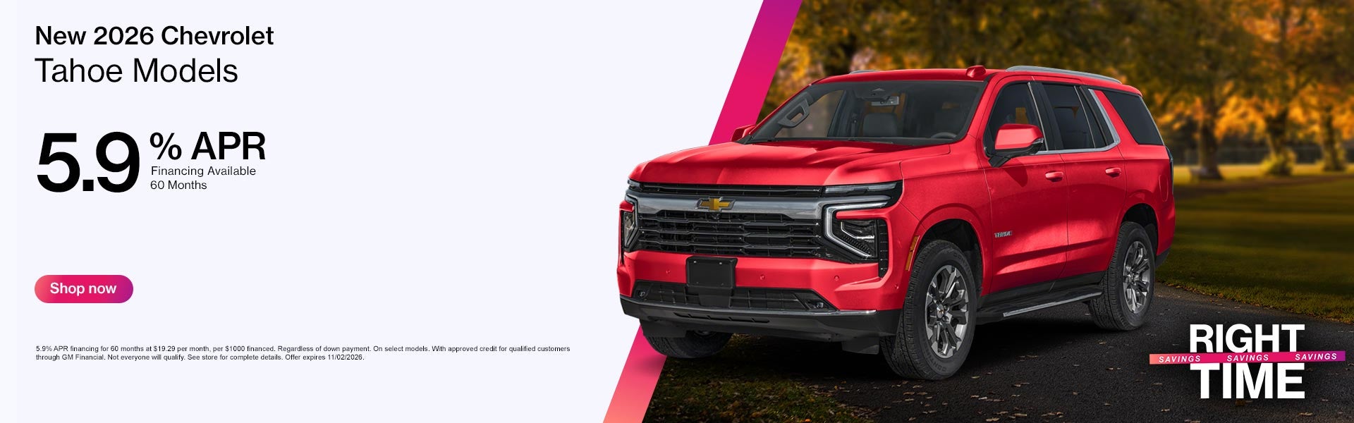 New 2026 Chevrolet Tahoe APR Offer